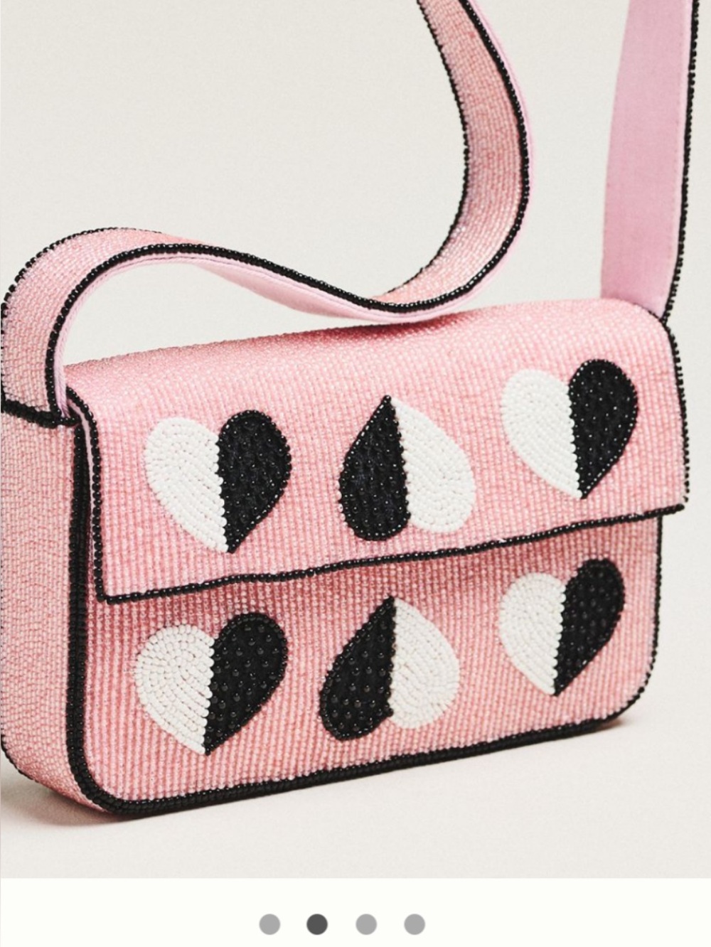 Anthropologie Pink Heart-Detail Beaded Bag